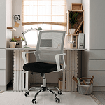 Scaun de birou, plasă gri/ material negru / plastic alb, APOLO 2 NEW