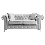 Canapea extensibilă de lux 2 locuri, stofă gri deschis Velvet, ROMANO