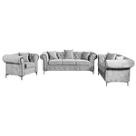 Canapea de lux 3 locuri, stofă gri deschis Velvet, ROMANO