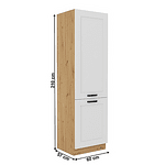 Dulap pentru frigider încorporabil, alb/stejar artisan, LULA 60 LO-210 2F