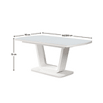 Masă dining extensibilă, alb lucios, 160-200x90 cm, OLAV