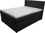 Pat tapitat boxspring cu saltea si topper pentru saltea, Sani Delux, 140 x 200 cm, Negru