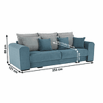 Canapea foarte spaţioasă, albastru, mentol, gri deschis, GILEN BIG SOFA