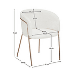 Scaun de sufragerie de design, alb Ivory/rose gold roz cromat, ADIMAR