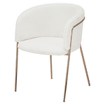 Scaun de sufragerie de design, alb Ivory/rose gold roz cromat, ADIMAR