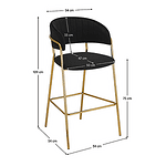 Scaun de bar de design, material catifea neagră/gold crom auriu, DASMIN TIP 2