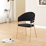 Scaun de sufragerie de design, material Velvet negru/gold crom auriu, DASMIN TIP 1