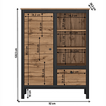 Comodă 1D1S/ 90, stejar wotan/ negru, LOFTA