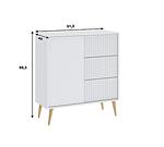 Comoda, Sani BARCELONA 1D3S, 91 x 40 x 98 cm, Alb/Auriu