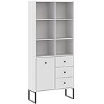 Biblioteca cu sertare, Sani Linea 1D3S, 77 x 33 x 180 cm, Alb