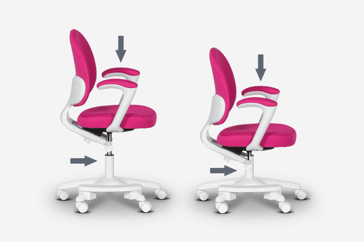 Детският стол Carmen CR-6019 е оборудван с пневматичен газов механизъм (газов амортисьор) за плавно и безстепенно регулиране на височината на седалката
