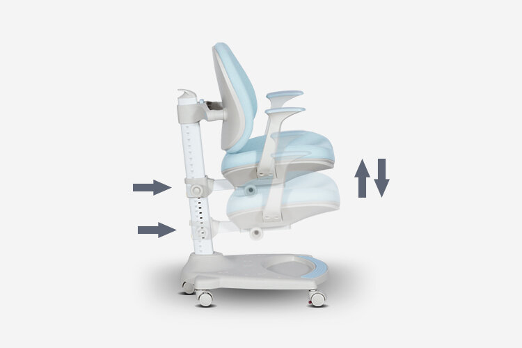 Ергономичният детски стол Carmen 6015 има отделен механизъм за регулиране на височината на седалката
