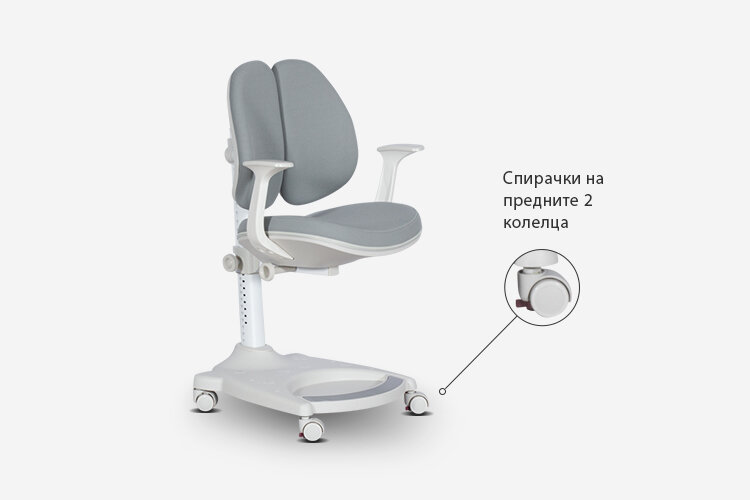 Ергономичният детски стол Carmen 6015 има спирачки на предните две колелца