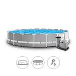 Сглобяем басейн Intex Prism Frame 26756NP, кръгъл, Ø610 x 132 см – комплект с филтърна помпа с картушен филтър, подложка, покривало и стълба
