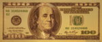 Златна банкнота 100 USD (долара) в прозрачна стойка - Реплика