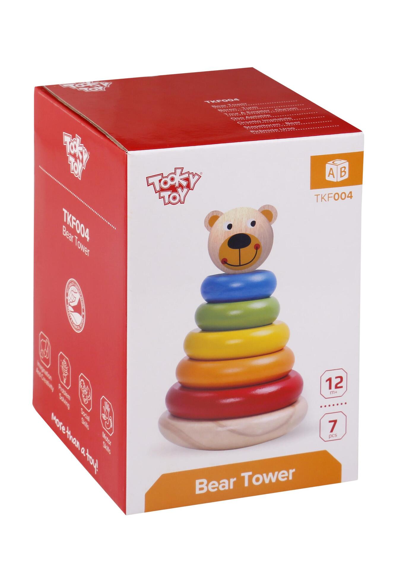 Дървена кула за нанизване - Мечка, Tooky Toy