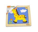 Дървен плосък пъзел 4 части - Жираф, Viga Toys