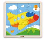 Дървен пъзел от 9 елемента - Самолет, Viga Toys