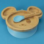 Персонализирана Бамбукова чинийка с вакуумно дъно - Мишка от Yum Yum Bamboo