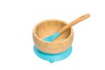Персонализиран бамбуков комплект за бебе | Купичка и чинийка Заек с вакуумно дъно и 2 бамбукови лъжички от Yum Yum bamboo