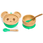 Персонализиран бамбуков комплект за бебе | Купичка и чинийка Мишка с вакуумно дъно от Yum Yum bamboo