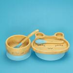 Персонализиран бамбуков комплект за бебе | Купичка и чинийка Заек с вакуумно дъно от Yum Yum bamboo
