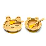 Персонализиран бамбуков комплект за бебе | Купичка Жаба и чинийка Заек с вакуумно дъно от Yum Yum bamboo