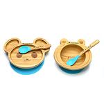 Персонализиран бамбуков комплект за бебе | Купичка Жаба и чинийка Мишка с вакуумно дъно от Yum Yum bamboo