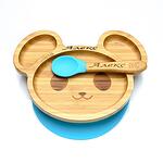 Персонализирана Бамбукова чинийка Мишка с вакуумно дъно и лъжица