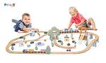 Дървено влакче с 92 елемента, PolarB, Viga Toys