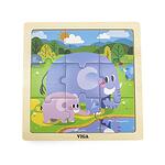 Дървен пъзел от 9 елемента - Слон, Viga Toys