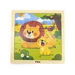 Дървен пъзел от 9 елемента - Лъв, Viga Toys