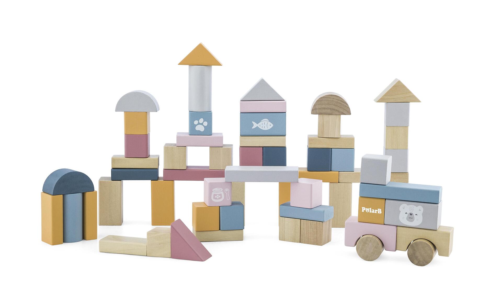 Строителни дървени блокчета 60 броя - Polar B, Viga toys