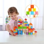 Дървен конструктор от 70 части с букви и цифри, Tooky toy