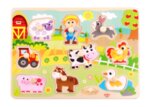 Дървен пъзел с дръжки животните от фермата, Tooky toy