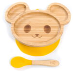 Бамбукова чинийка с вендуза - мишка от Yum Yum Bamboo