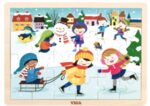 Дървен пъзел с 24 части - Зима, Viga toys