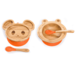 Комплект от бамбукова купичка и чинийка с вакуумно дъно от Yum yum bamboo