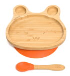 Бамбукова чинийка с вакуумно дъно - Заек от Yum Yum Bamboo