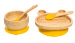 Комплект от бамбукова купичка и чинийка Заек с вакуумно дъно от Yum Yum bamboo