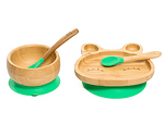 Комплект от бамбукова купичка и чинийка Заек с вакуумно дъно от Yum Yum bamboo