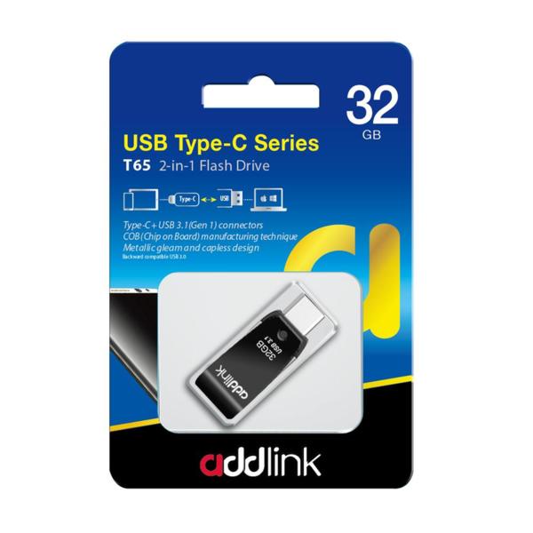Addlink флашка Flash T65 32GB 2-in-1 Type C / USB3.0 Aluminium black - ad32GBT65G3