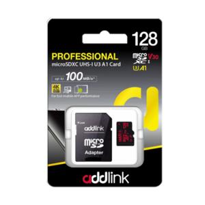 Addlink карта памет microSDXC 128GB Professional Class 10+ UHS-1 V30 U3 Adapter - ad128GBMSXU3A
