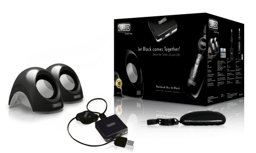 SWEEX SP930 Комплект колони, USB хъб и мишка, Notebook Box Jet, черен цвят SWEEX SP930 Комплект колони, USB хъб и мишка, Notebook Box Jet, черен цвят