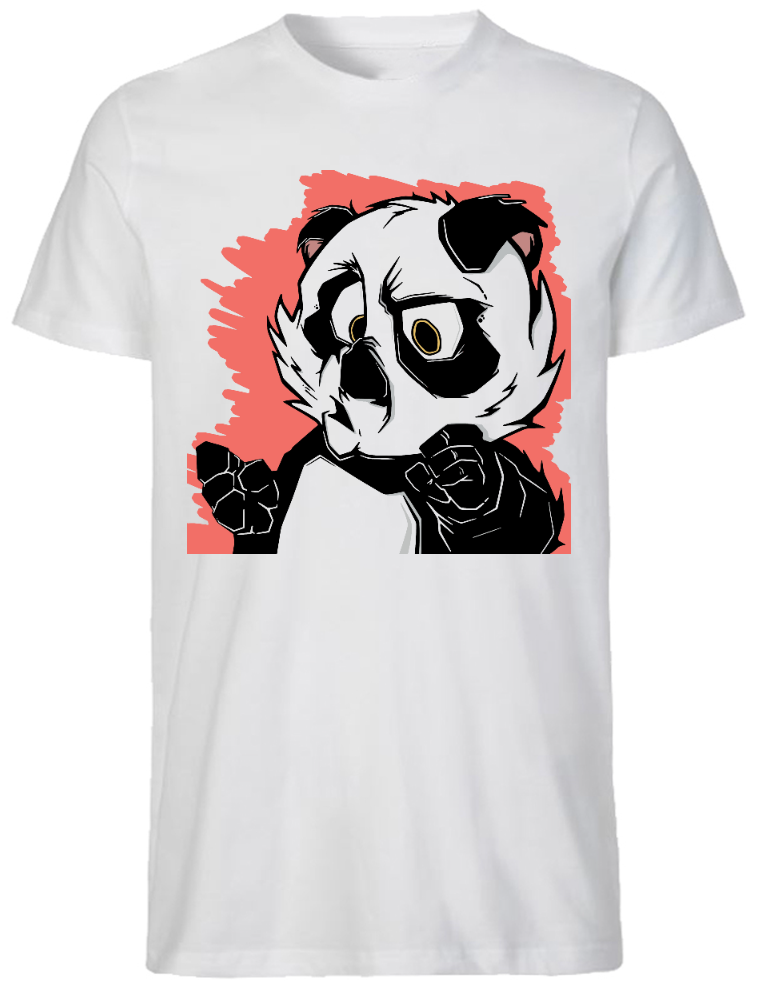 Мъжка бяла тениска с щампа Panda