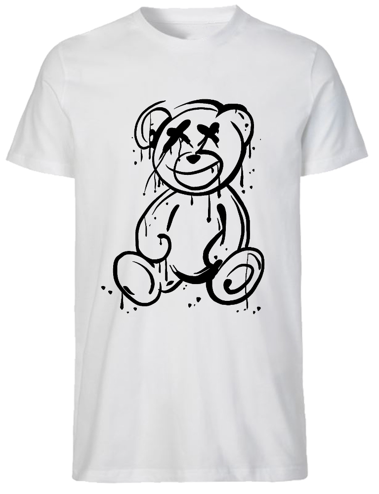 Мъжка бяла тениска с щампа Black Bear