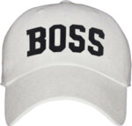 Унисекс бяла шапка с козирка и щампа "Boss"
