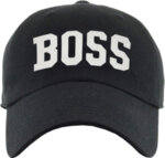 Унисекс черна шапка с козирка и щампа "Boss"