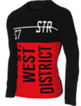 Мъжка червено/черна блуза с обло деколте и щампа "st. west district"