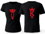 Комплект черни тениски за двойки с щампа "K/Q"